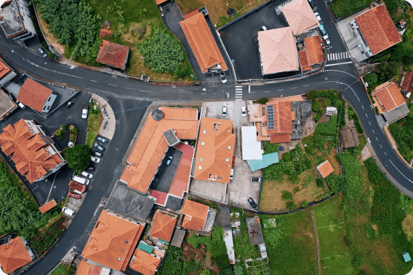 Vista aérea de área urbana