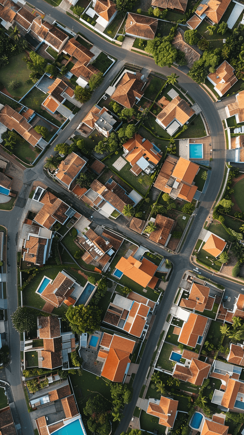 Vista aérea de bairro residencial